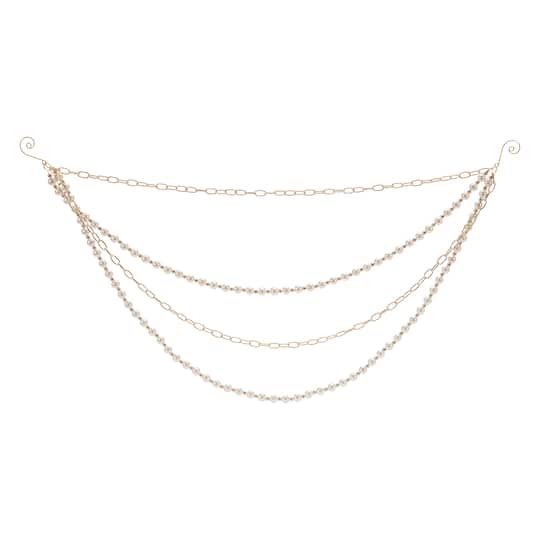 27" Pearl Bead & Chain Link Garlands, 2ct.